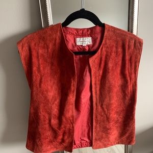 Red Orange Suede Vest